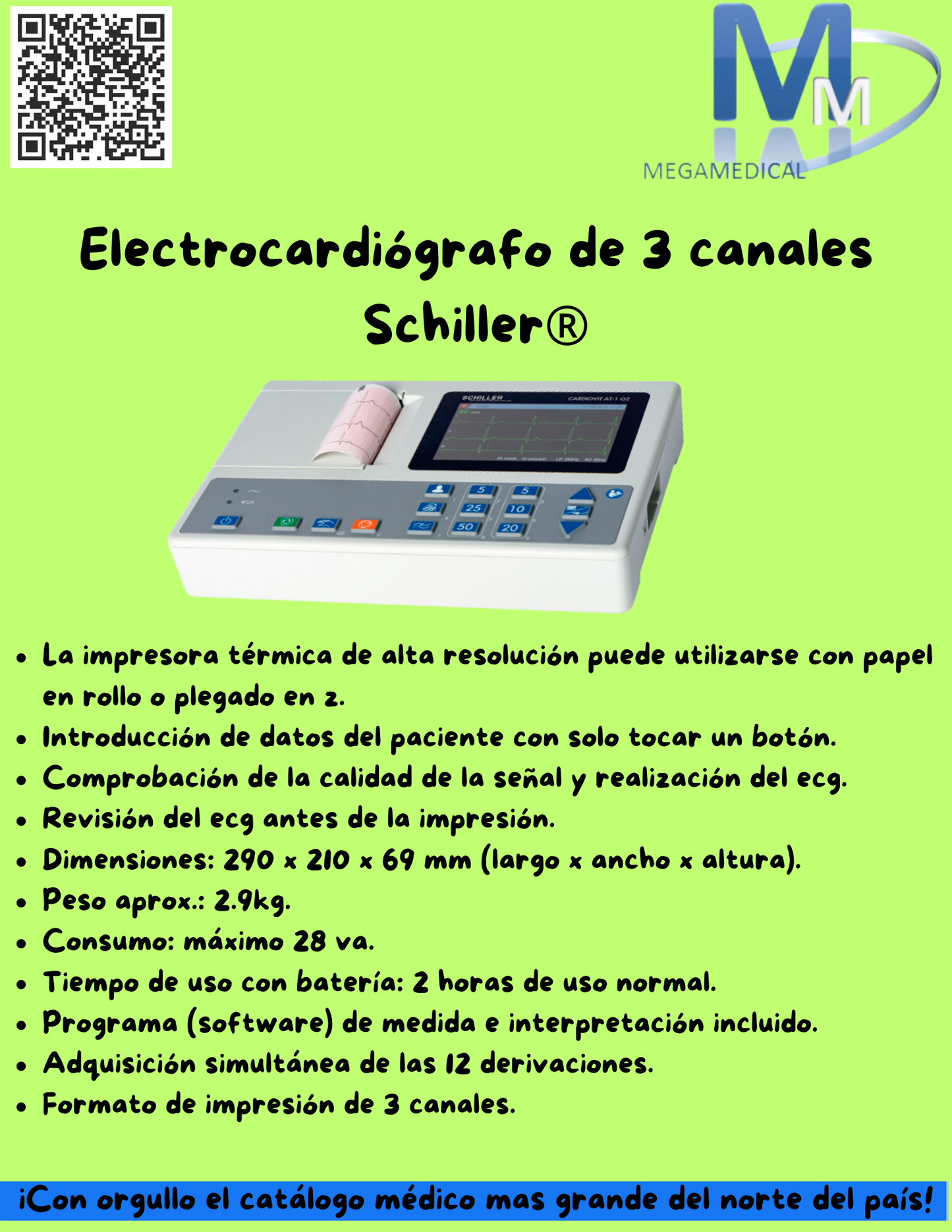 Electrocardiógrafo de 3 canales Schiller®