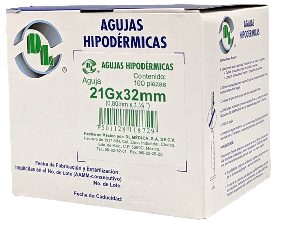 Aguja 21Gx32mm (Verde)