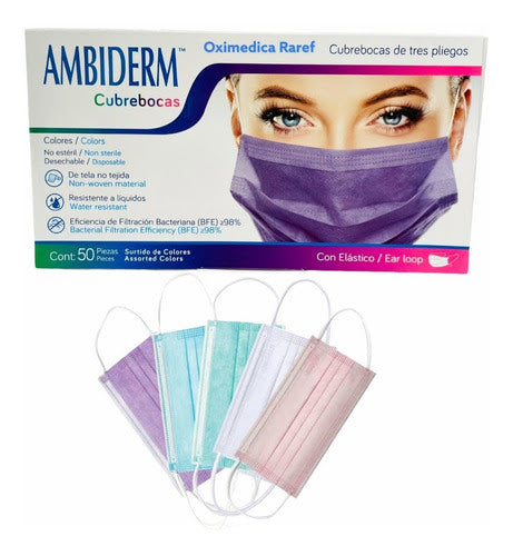 Cubre boca colores surtidos Ambiderm c/50
